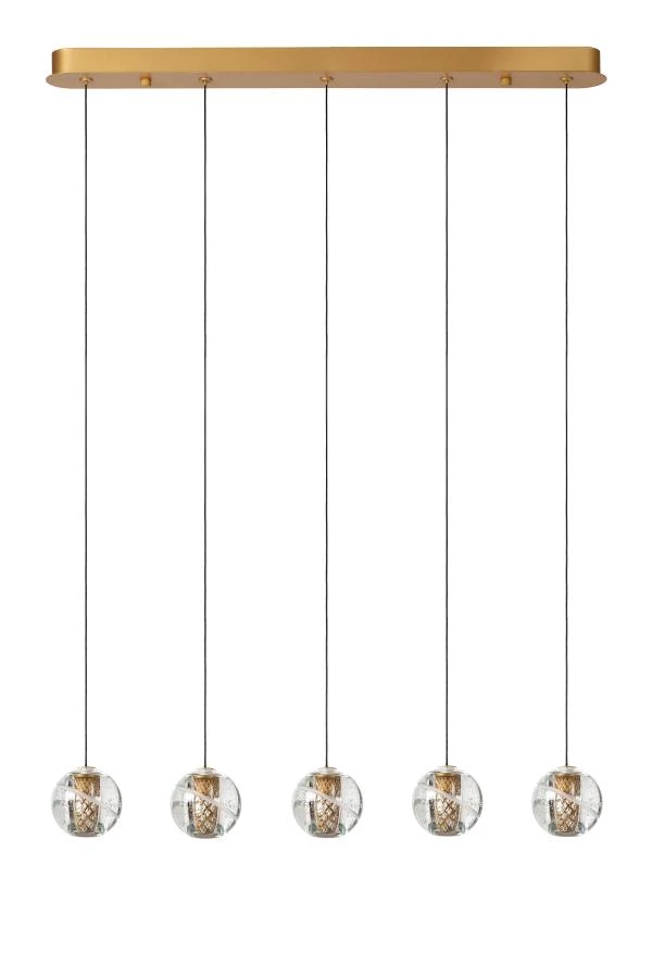 Lucide DILENKO - Hanglamp - LED Dimb. - 5x3,5W 2700K - Mat Goud / Messing - uit